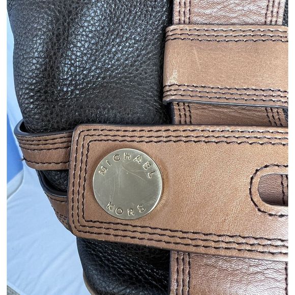 Michael by Michael Kors Brown Pebbled Leather Gold Tone Shoulder Bag Large Purse - Picture 8 of 16